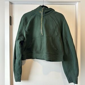 Lululemon cropped evergreen hooded quarter zip, excellent condition
